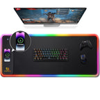 Gimars Upgrade Gaming Mauspad RGB, 15W Kabelloser Schnellladung, 800x300x5mm, Mousepad XXL mit 10 Farben LED-Licht, Groß LED Mouse Pad Gaming Zubehör mit Glatter Oberfläche, Rutschfester Gummifuß