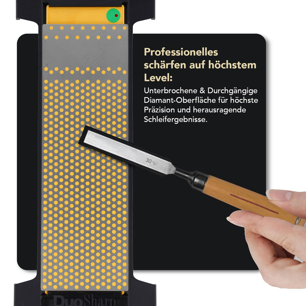 DMT DuoSharp®Plus™ Diamant Schleifstein 8" mit Basis Fein/Extrafein | Doppelseitiger Messerschärfer in Profiqualität | 20cm Wetzstein für Messer und Werkzeuge | Made in USA | WM8EF-WB