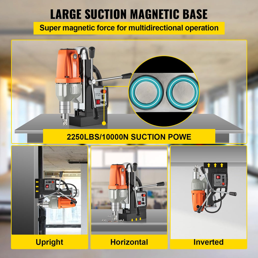 Mophorn Bohrmaschine, magnetisch, 980 W, 35 mm, maximale Magnetkraft 10.000 N, Tiefe 50 mm, Bohrsystem