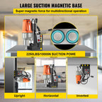 Mophorn Bohrmaschine, magnetisch, 980 W, 35 mm, maximale Magnetkraft 10.000 N, Tiefe 50 mm, Bohrsystem