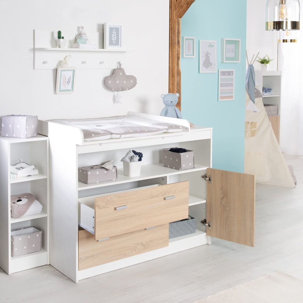 roba Kinderzimmerset 'Gabriella', 2-teilig, enthält Babybett 70x140cm & breite Wickelkommode, bicolor