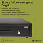 Safescan SD-4141 Standard-Duty Kassenschublade mit 4 Fächern für Banknoten und 8 für Münzen - Kassenlade mit RJ-12 Anschluss (z.B. Registrierkasse) - Solide Kassenschublade von 41,5 x 41,5 x 11,5 cm