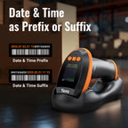 Tera Barcode-Scanner Kabellos Ladestation: 1D 2D QR mit digitalem Einstellungsbildschirm & Tastenfeld Schnellscan Bluetooth 2.4G & USB-Kabel deutsche Anleitung HW0009