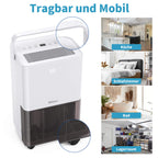 SHINCO Luftentfeuchter Elektrisch 10L,Raumentfeuchter mit Feuchtigkeitssensor,Energieeinsparung,Entfeuchter mit Aktivkohlefilter,Wäsche trocknen,Automatischer Neustart,Ablaufschlauch,45m³/15m²
