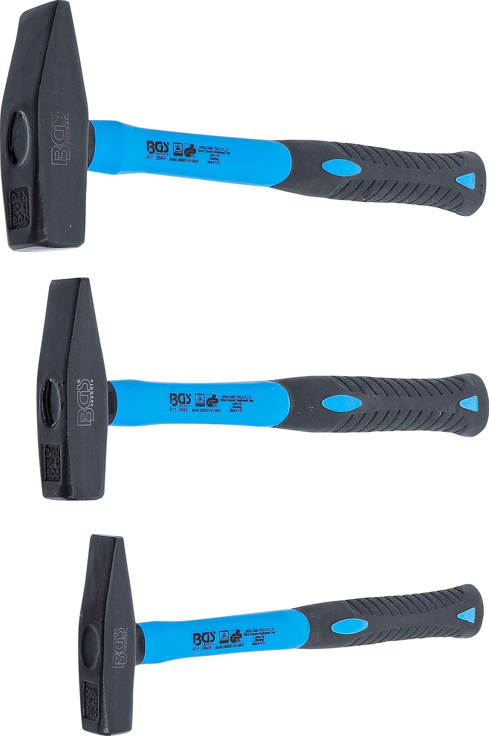 BGS 3845 | Schlosserhammer-Satz | Fiberglasstiel | DIN 1041 | 300/500 / 800 g | 3-tlg. | Hammer-Set