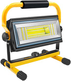 SYLSTAR LED Baustrahler Akku, 80W 7000Lumen LED Strahler Akku Arbeitsleuchte mit 6 Modi, Tragbar Arbeitsscheinwerfer für Werkstatt Baustelle Garage Camping Außen Beleuchtung