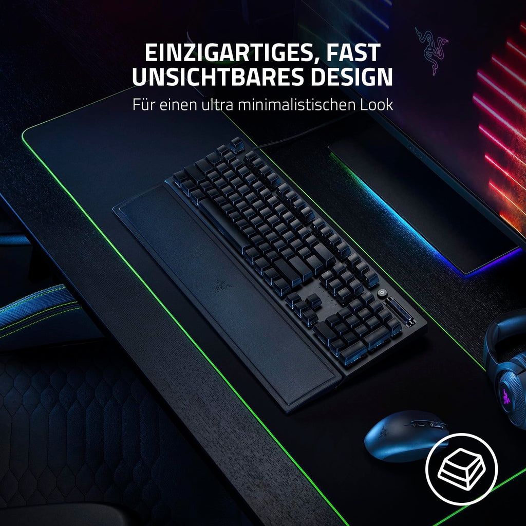 Razer Phantom Tastenkappen-Set - Hintergrundbeleuchtungskompatibel Tasten für Razer Tastaturen (für Switches mit kreuzförmiger Achse, ABS-Material, 128 Keycaps) QWERTZ DE-Tasten | Schwarz
