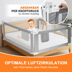 Eyeleaf Rausfallschutz für Kinder - Bettgitter grau 2M Neues Muster Rausfallschutz Bett Gitter Rausfallschutz Schutzgitter für Kinderbetten bettgitter rausfallschutz-Deutscher Aufbauanleitung
