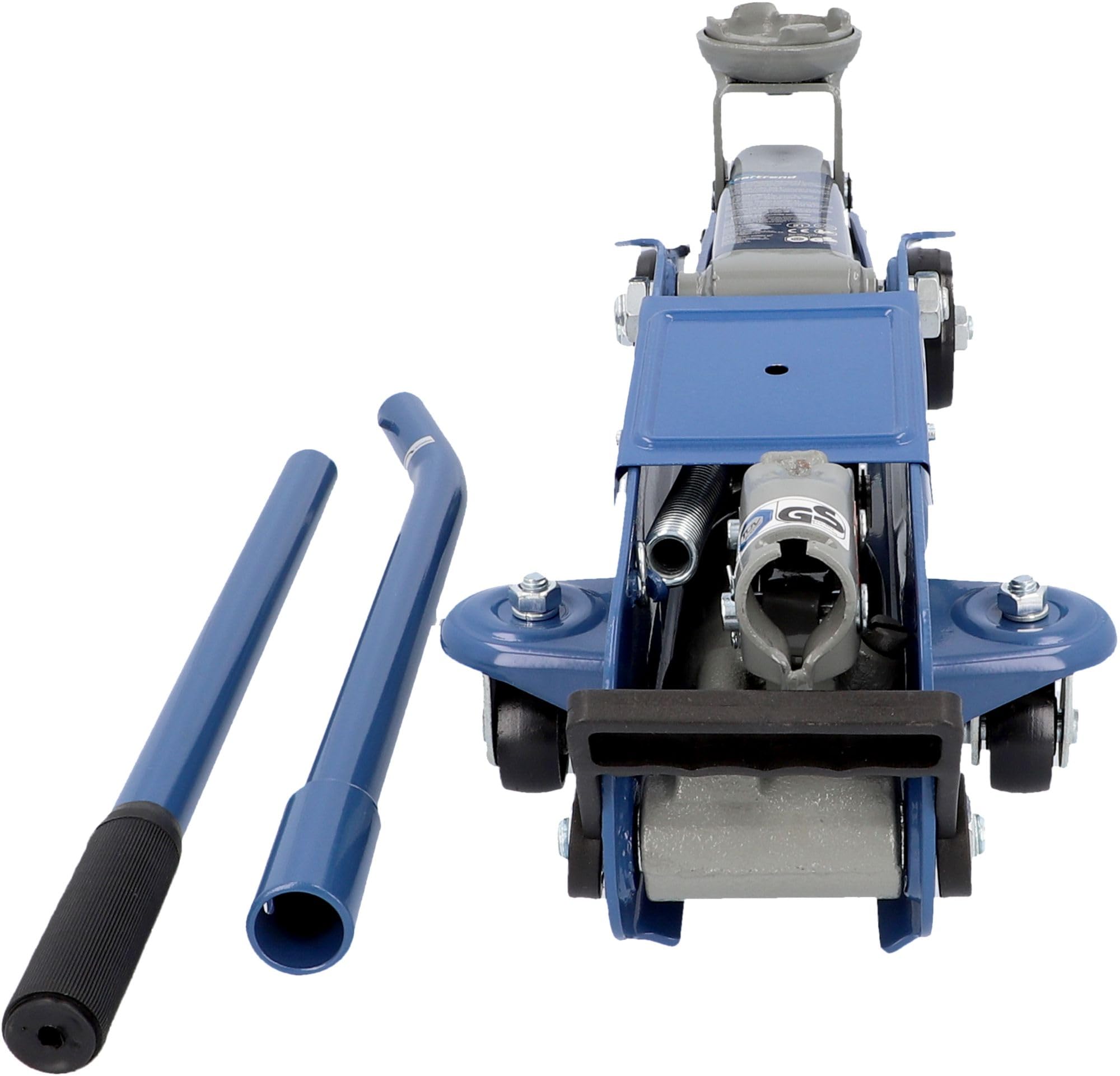 cartrend Hydraulischer Rangierwagenheber, Tragkraft bis 2t, 135-342 mm, Rangierheber für Auto und Kleintransporter, Wagenheber für Haus und Werkstatt, gefertigt aus Qualitätsstahl