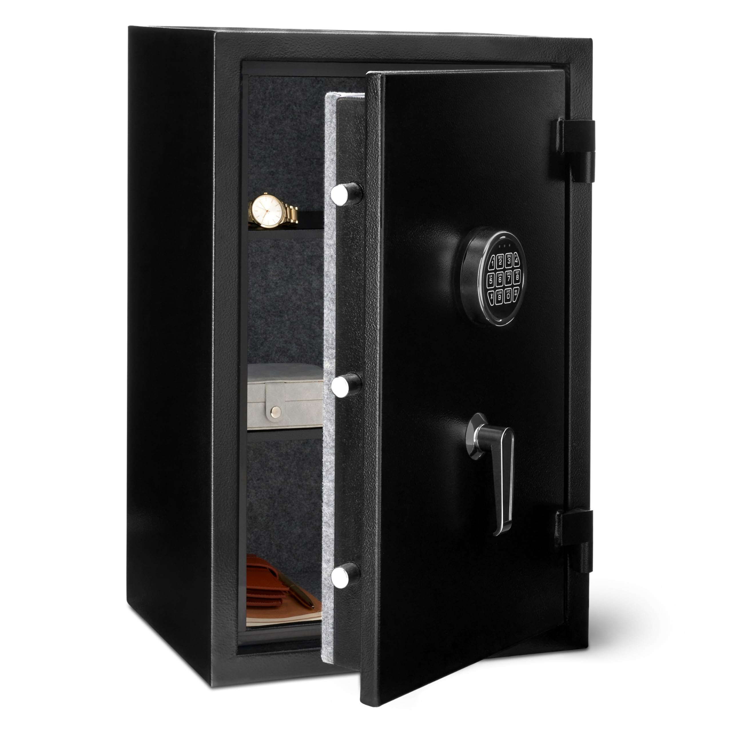 Amazon Basics Safe, feuerfest, mit programmierbarem elektronisch Tastenfeld, 60 l Volumen, schwarz, 43 cm B x 35 cm T x 66 cm H