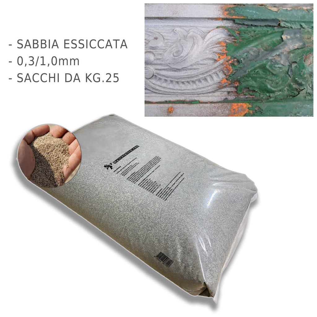 Sand für Sandstrahler, Sandstrahler, Vaga, 0,3 – 1,00 mm, 25 kg Säcke zum Sandstrahlen von Holz, Eisen, Wespen