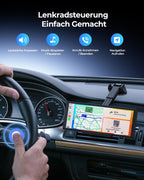 Krunia 8.1" Kabelloser Tragbarer 60FPS CarPlay-Bildschirm für Apple CarPlay & Android Auto, OTA-Updates, Rückfahrkamera, Mirror Link, Bluetooth, Sprachsteuerung, GPS-Navigation