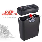 Alpina Aktenvernichter – Papiershredder für Zuhause und Büro – Shredder Zerstört Kreditkarten – Zerkleinern Sie 6 A4-Blätter auf Einmal - 10L Behälter – 190W Leistung – Schwarz