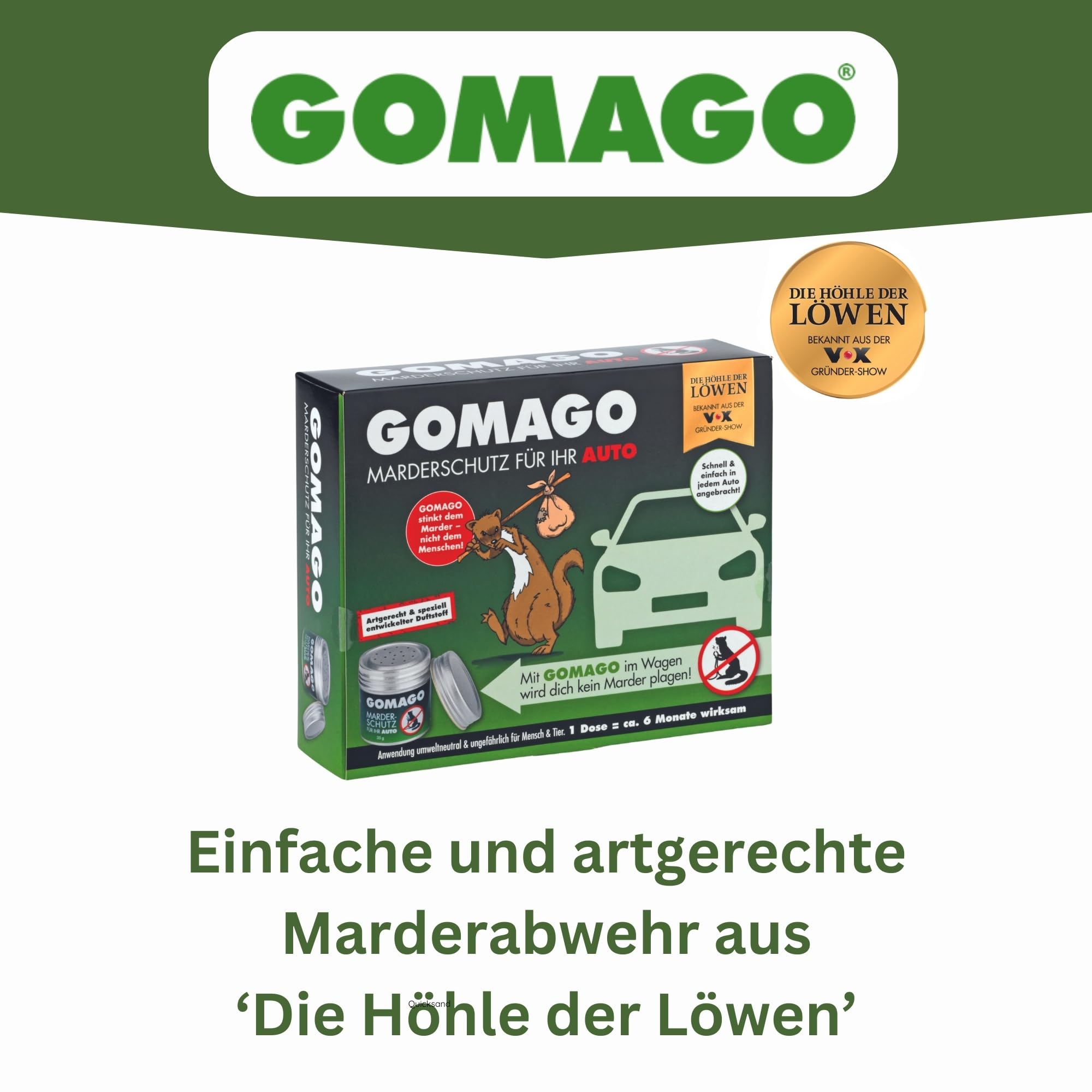 GOMAGO Marderschutz für Ihr Auto 2er Set | Zuverlässige und einfache Mardervergrämung durch Duftstoff | Alternative zu Marderschreck, Marderspray, Ultraschall u.ä. | Einfache Anwendung [2 x 35g]