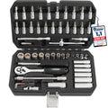 TECPO Steckschlüssel-Satz 1/4 Zoll, 53-tlg, Hebelumschaltknarre, Verlängerungen, für Torx-, Kreuz-, Schlitz- & Innensechskant-Schrauben, Chrom-Vanadium-Stahl, Steckschlüssel-Einsätze, Nuss-Set, Nüsse