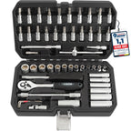 TECPO Steckschlüssel-Satz 1/4 Zoll, 53-tlg, Hebelumschaltknarre, Verlängerungen, für Torx-, Kreuz-, Schlitz- & Innensechskant-Schrauben, Chrom-Vanadium-Stahl, Steckschlüssel-Einsätze, Nuss-Set, Nüsse