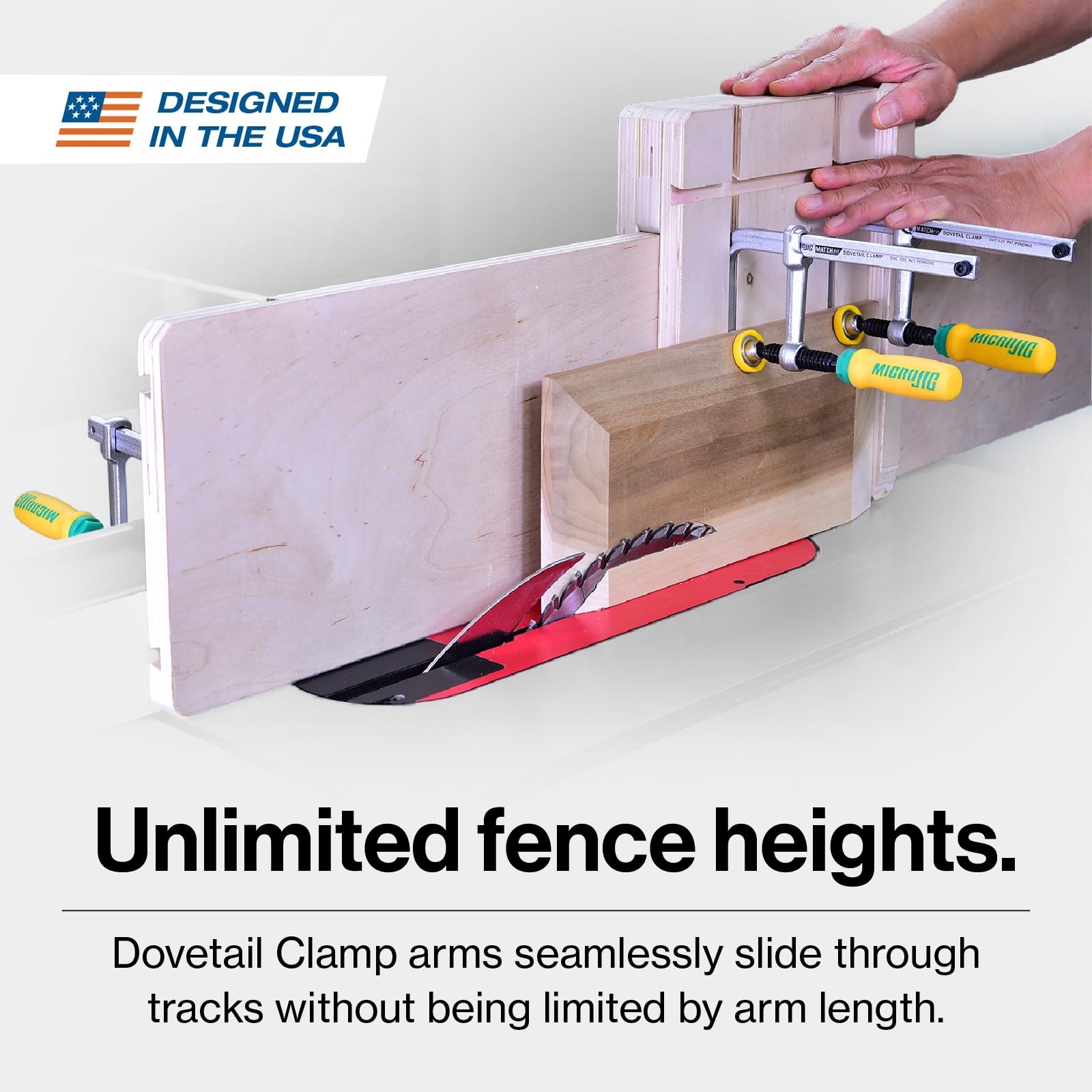 MicroJig MatchFit Dovetail Clamps – Zwingen für 14° Schwalbenschwanz-Nuten | Spannweite 130 mm, 269 kg Spannkraft, Werkbank-Zubehör