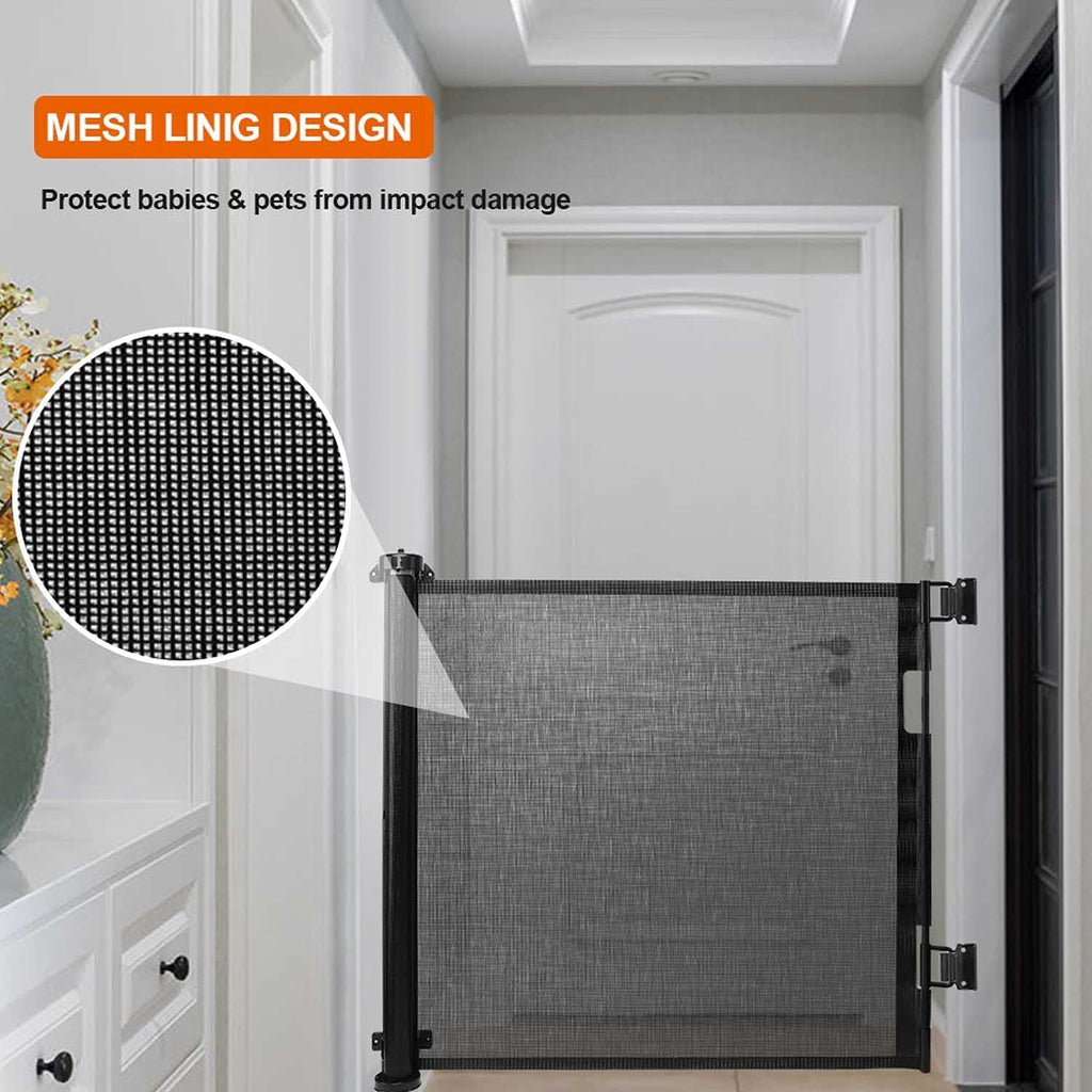 Treppenschutzgitter Türschutzgitter Ausziehbar 0-150 cm,Baby Absperrgitter Schutzgitter Treppe für Kinder,Katzen und Hunde,Geeignet für Innen Außenbereich (Schwarz-150CM)