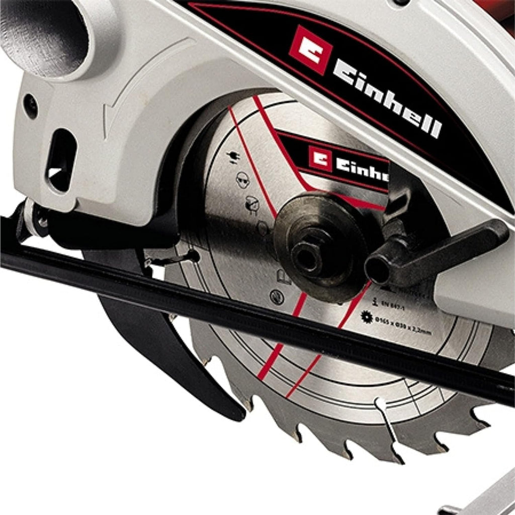 Einhell Handkreissäge TC-CS 1250 (1.250 W, 5.500 Min-1, Werkzeuglose Einstellung Tiefe/Winkel, Zusatzhandgriff, Spindelarretierung, Spaltkeil, Inkl. Hartmetall-Sägeblatt)