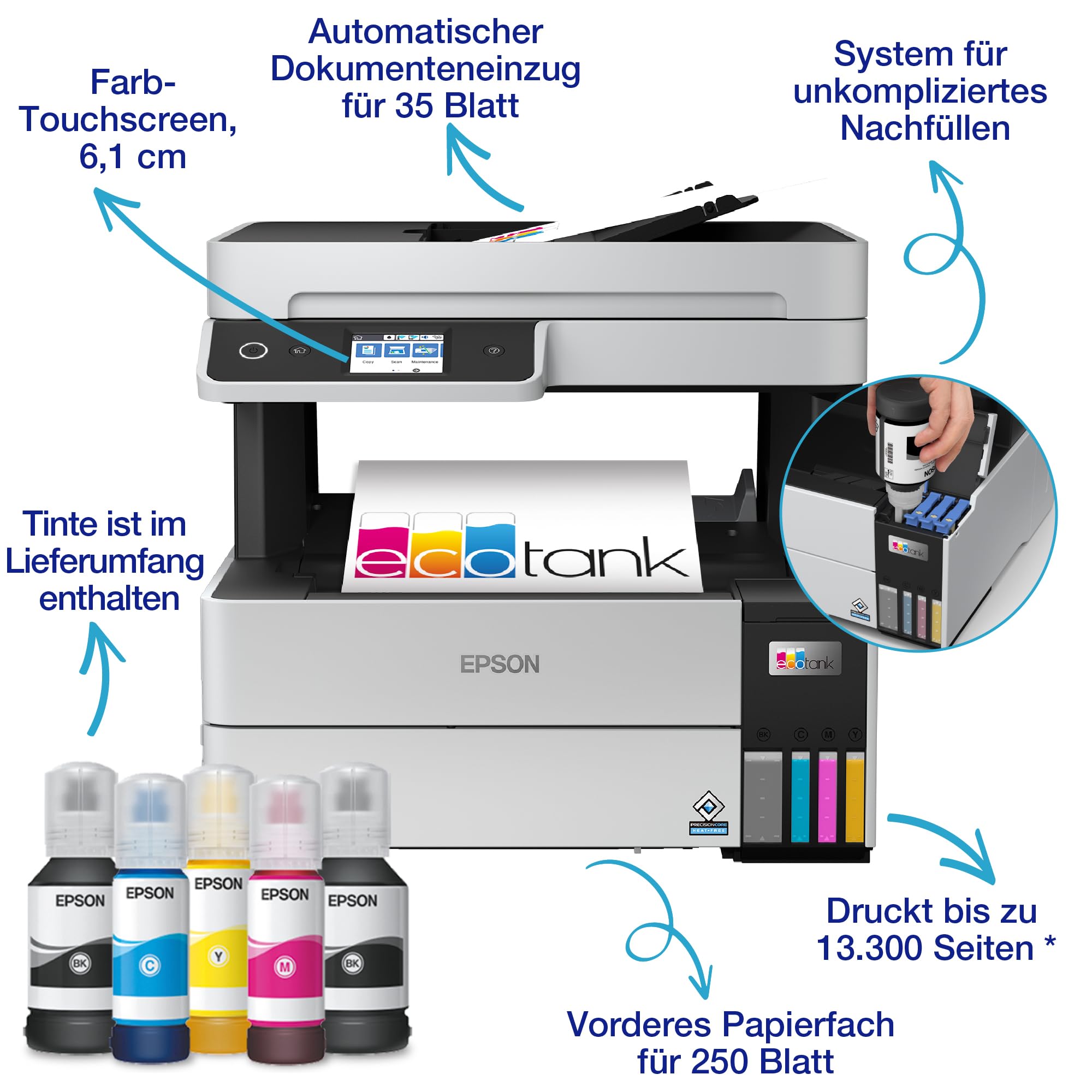 Epson EcoTank ET-5150 DIN-A4-Multifunktions-WLAN-Tintentankdrucker