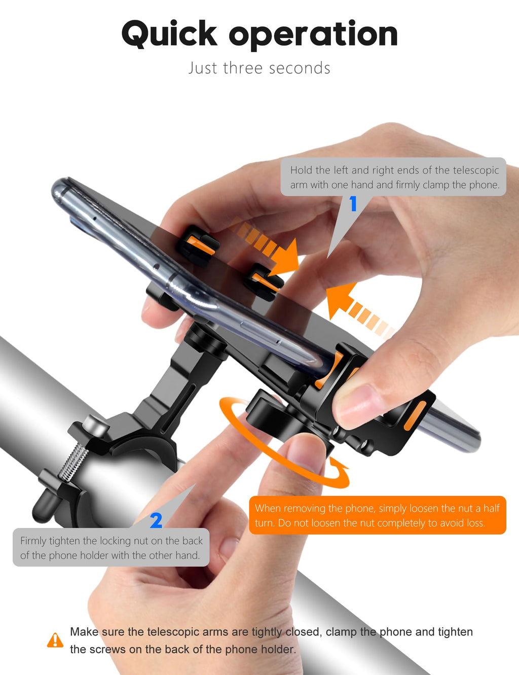 Tiakia Fahrrad Handyhalterung Aluminiumlegierung Motorrad Scooter Fahrrad Universal Handy Halterung Schnellspanner Outdoor Lenker Handy Halter Mit 360° Drehbarer Für 4,5-7,0 Zoll Smartphone