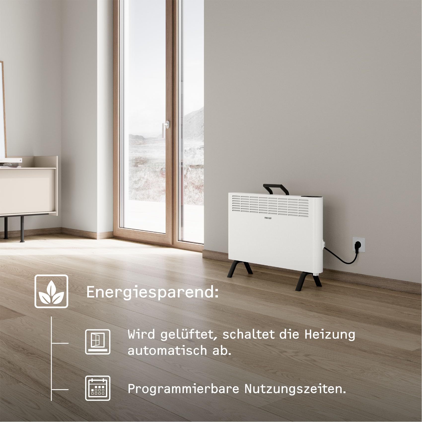 STIEBEL ELTRON neue Elektroheizung engergiesparend, Standgerät CNS 2000 Plus LCD move, 2 kW für ca. 25 m², TÜV geprüft, LC-Display, Wochentimer, Weiß, 207060
