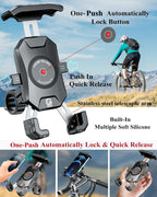 BRCOVAN Handyhalterung Motorrad, Handyhalter Fahrrad, Knopf-Automatikverriegelung 360 Drehung Outdoor Lenker Handy Halterung für 4-7 Zoll Smartphone