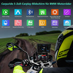 CARPURIDE W502BS Pro für BMW-Motorrad, CarPlay & Android Auto, Dual-Bluetooth, 5 Zoll Wasserdichter GPS-Navigations Bildschirm, Datenablesung, Native Wonder, TPMS, Lichtsensor, Musikfreigabe