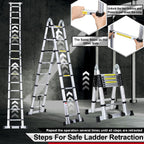 Joparri Teleskopleiter Klappleiter Aluminium, 5M Ausziehbare Leiter, Rutschfester Aluleiter Stehleiter Mehrzweckleiter Aluminiumleiter, Teleskop Ausziehleiter 150 kg Belastbarkeit