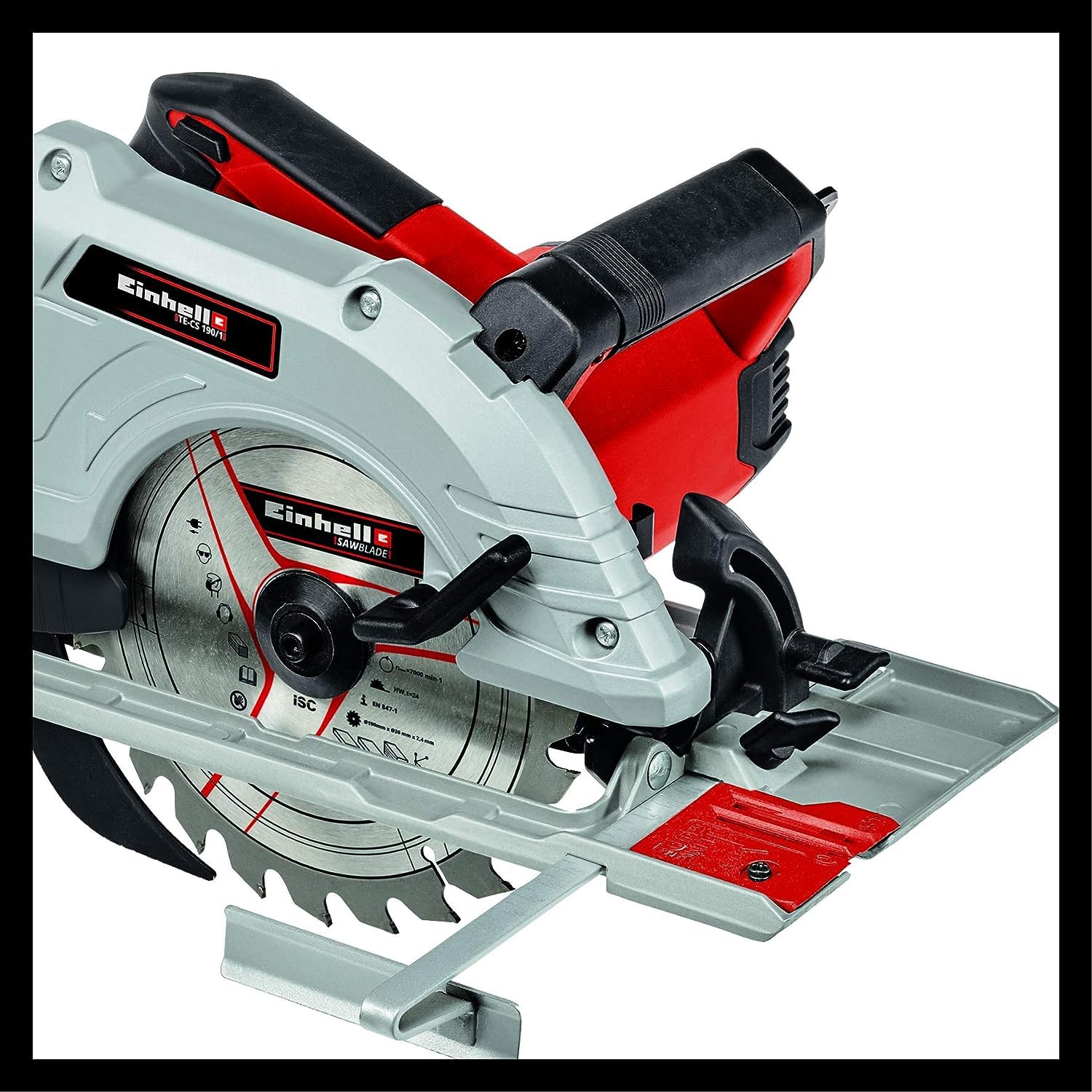 Einhell Handkreissäge TE-CS 190/1 500 W, 5.500 min-1, werkzeuglose Einstellung, Großer Griffbügel, Alu-Sägetisch, Spindelarretierung, inkl. Hartmetall-Sägeblatt)