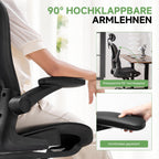 GTPLAYER Bürostuhl Ergonomisch, Schreibtischstuhl mit Verstellbarer Kopfstütze, Armlehnen, Lendenwirbelstütze, Büro Stuhl & Gaming Stuhl Wippfunktion, Chefsessel aus Mesh, 150kg(Schwarz)
