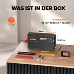 LiTime 2000W Reiner Sinsuswellen Wechselrichter, 12V DC auf 230V AC Konverter, mit Fernbedienung, 4000W Spitzenleistung, 2*AC Ausgängen, USB-Anschluss, Typ-C-Anschluss für Womo, Camping, Solarstrom