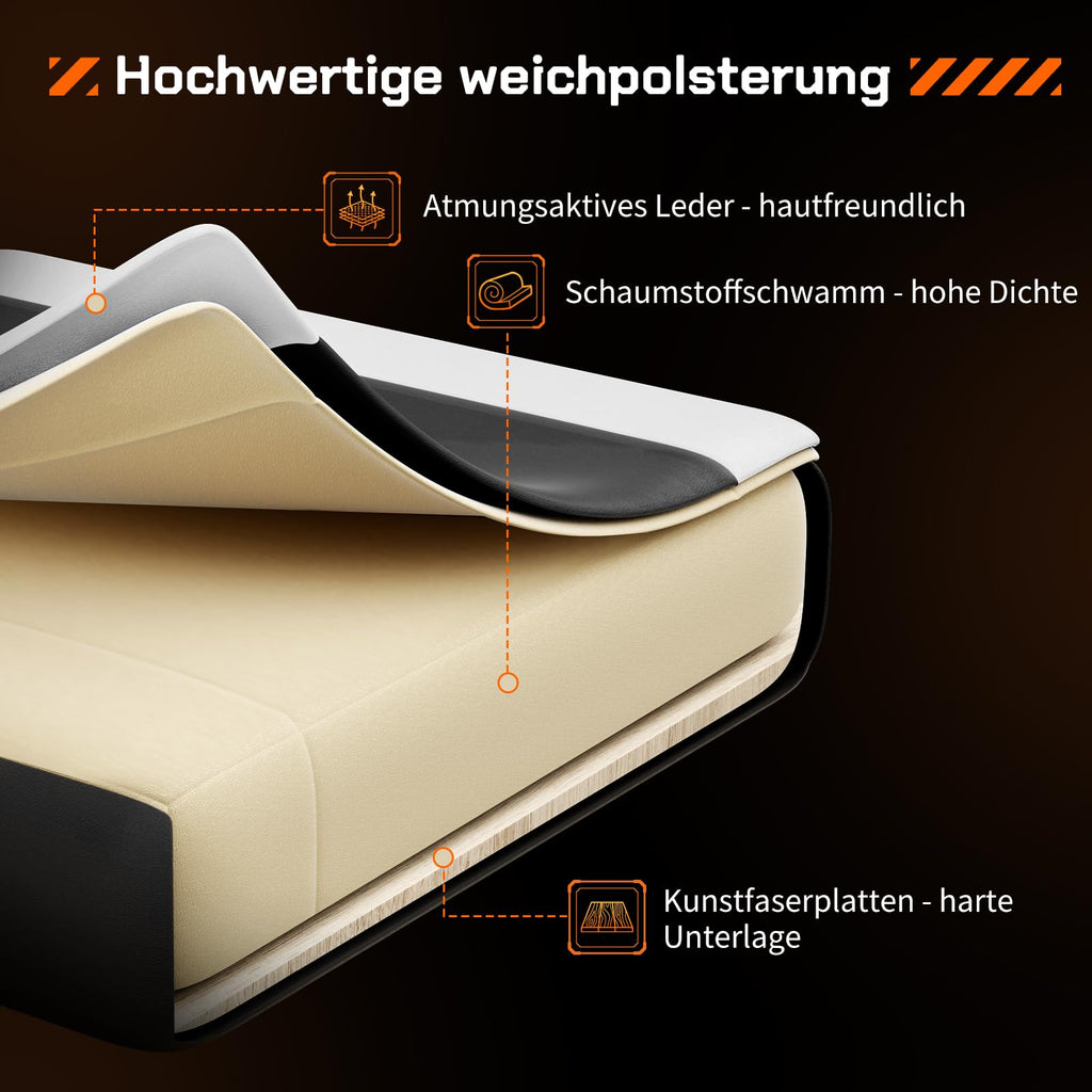 Sweetcrispy Gaming Stuhl,Ergonomischer Bürostuhl mit Fußstütze,Gamer PC Stühle mit Kopfstütze Lendenkissen,90-150° einstellbar Gaming Chair,Leder Drehbar Schreibtischstuhl Computerstuhl,Weiß