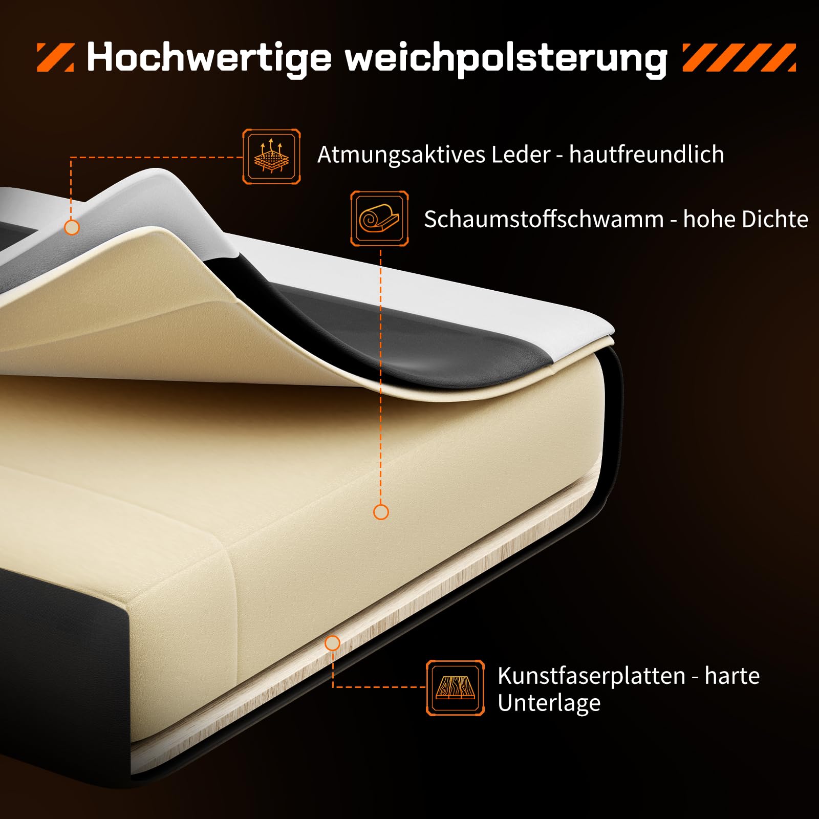 Sweetcrispy Gaming Stuhl,Ergonomischer Bürostuhl mit Fußstütze,Gamer PC Stühle mit Kopfstütze Lendenkissen,90-150° einstellbar Gaming Chair,Leder Drehbar Schreibtischstuhl Computerstuhl,Weiß