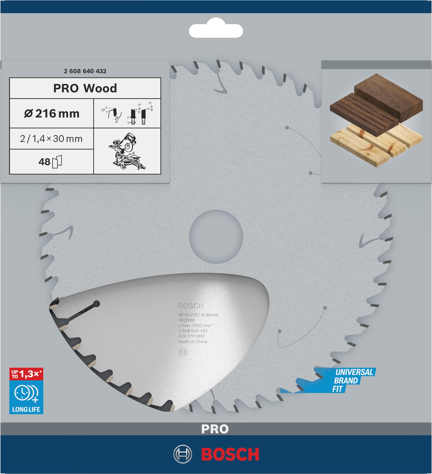 Bosch Accessories Bosch Professional 1x Kreissägeblatt Optiline Wood (Sägeblatt für Holz, Ø 216 x 30 x 2,0 mm, 48 Zähne, Zubehör Kreissäge)