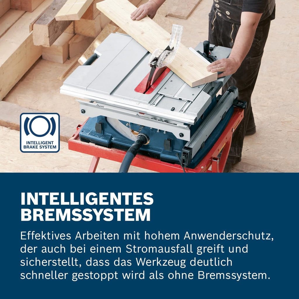 Bosch Professional Tischkreissäge GTS 10 XC (Sägeblatt-Ø: 254 mm, Sägeblattbohr-Ø: 30mm inkl. Absaugadapter, Parallelanschlag, Schiebestock, Winkelanschlag, Aufbewahrung für Sägeblatt)