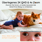 Boifun Babyphone mit Kamera & 2K/3MP APP Steuerung, 5" WLAN Video Babyfone, 360 Grad IR-HDR Nachtsicht, Weinen-/Bewegungs-/Geräusch-/Temperaturüberwachung, Automatische Verfolgung, 3000mAh Akku