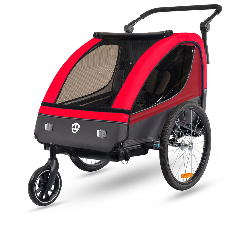 Tiggo VS 2 in 1 Kinderanhänger Fahrradanhänger Anhänger mit Buggy Set + Federung 60302 (ROT)
