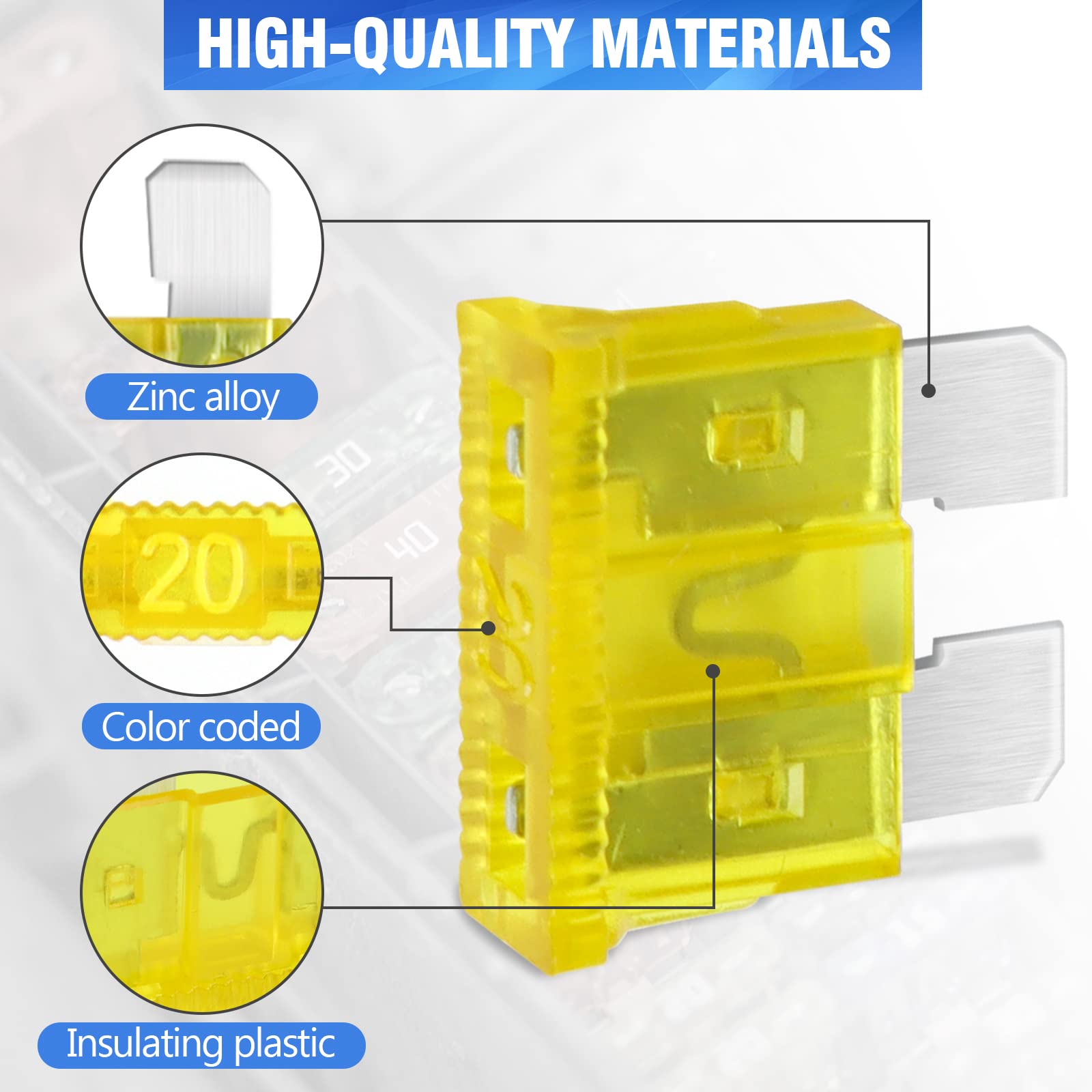 20 Stück 20A Standard Auto Sicherungen, Bolatus Flachsicherung Kfz Sicherungen Auto Sicherunge Stecksicherung Flachsicherungen Set mit 1 Sicherungszieher