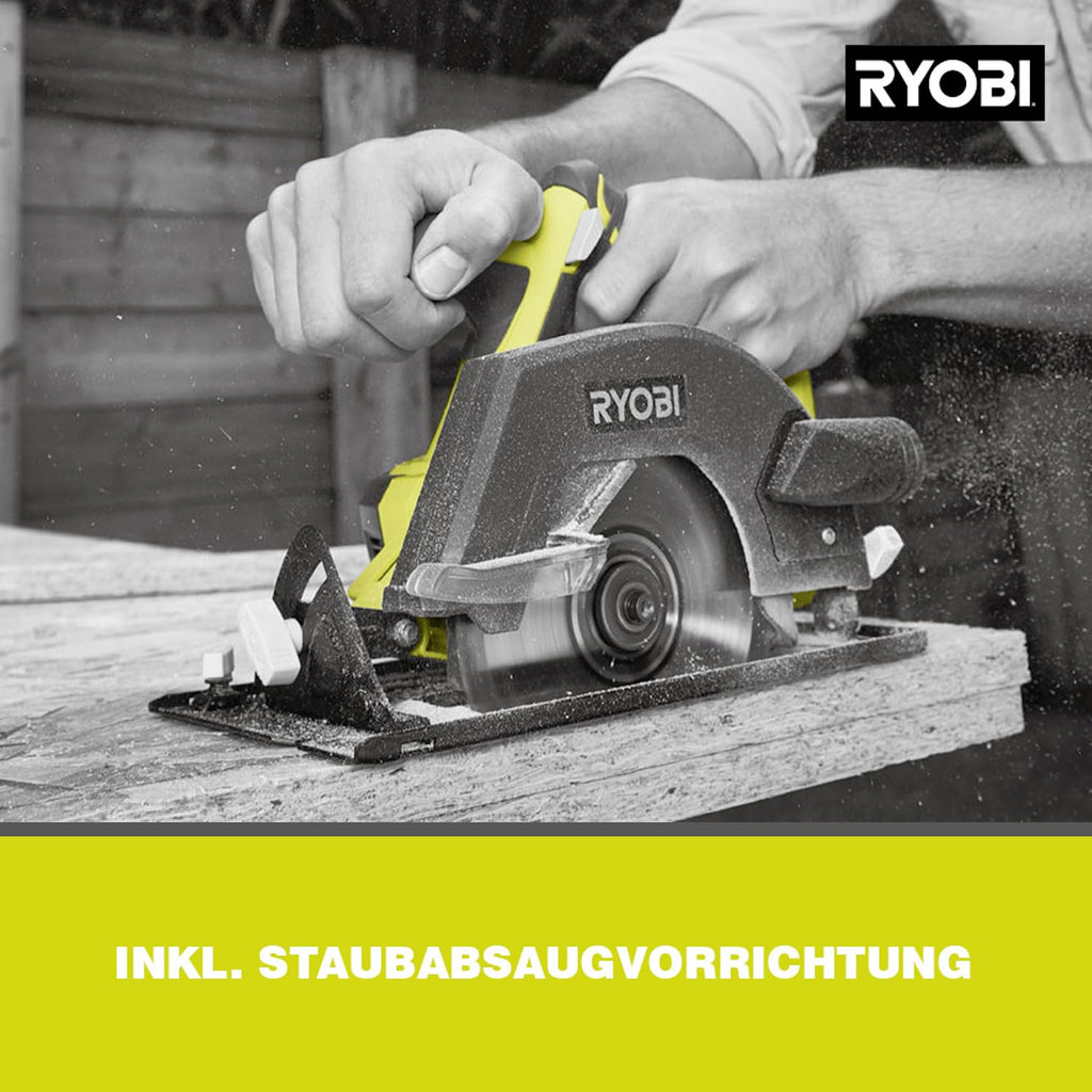 RYOBI 18 V ONE+ Akku-Handkreissäge R18CSP-0, 150 mm Sägeblatt, werkzeuglose Einstellung, präzise Schnitte, Tiefeneinstellung, ohne Akku & Ladegerät