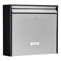 Burg-Wächter Briefkasten Edelstahl mit Namensschild, A4 Einwurf-Format, Verzinktes Stahlgehäuse anthrazit beschichtet mit Edelstahl Tür, Oxford-Set 6877 B+S, Mattschwarz