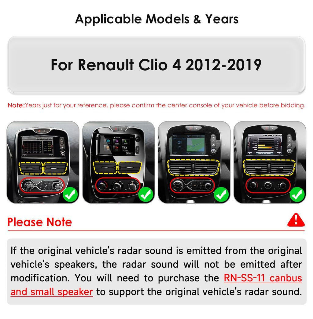 hizpo Android 14 Autoradio für Renault Clio4 2012–2019, 8-Core 4G+32G GPS Navi für Renault Clio Radio mit kabellosem CarPlay Android Auto Bluetooth DAB WiFi 4G Mirror Link Rück-/Frontkamera-Eingang/FM