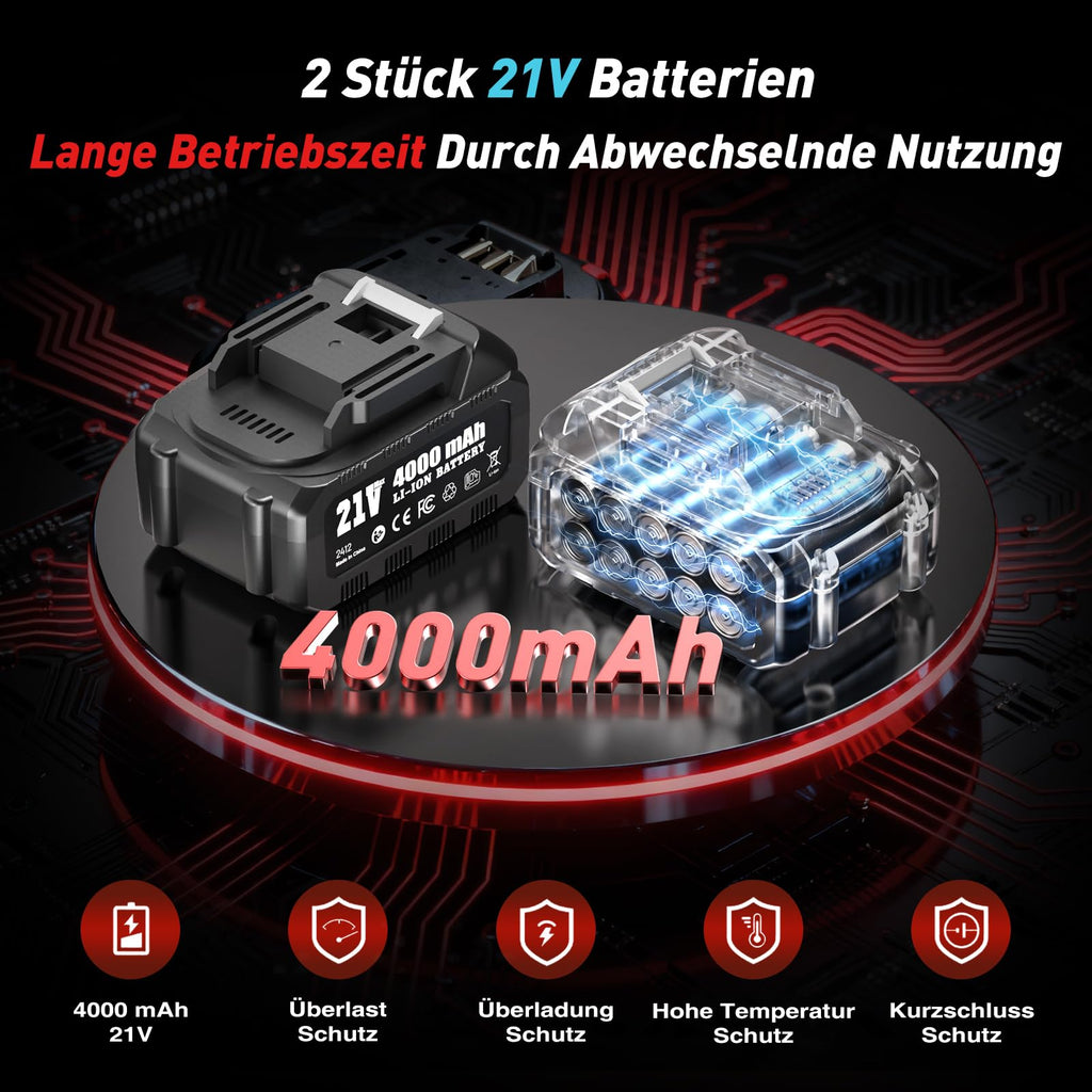 2025 Poliermaschine Auto Akku, 2x4000mAh Batterie (Bis zu 6000 U/min) Poliermaschine Auto, 6'' Autopolierer, 8 mm Exzenter-Poliermaschine für Auto-und Bootspflege, Polieren Wachsen Auto Detaillierung