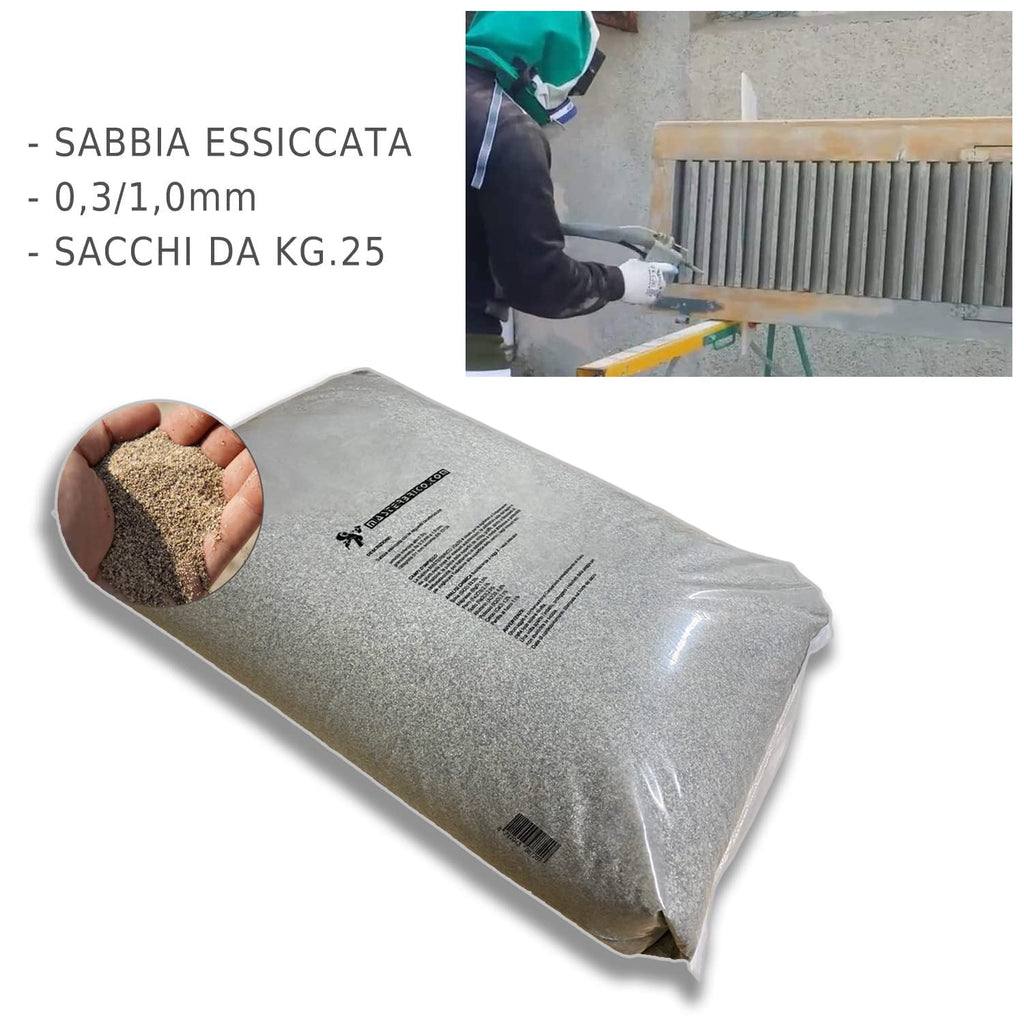 Sand für Sandstrahler, Sandstrahler, Vaga, 0,3 – 1,00 mm, 25 kg Säcke zum Sandstrahlen von Holz, Eisen, Wespen