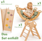 Goodevas 5-in-1 Montessori Klettergerüst Set: Indoor Kletterdreieck, Kletterbogen mit Kissen, und Rutsche für Kinder, Indoor Spielplatz 1-3 Jahre