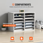 VEVOR Briefablage Schreibtisch Organizer 520 x 305 x 410 mm, 2,3–5,6 cm Einstellbar A4 Stapelbar, Papierablage, Aufbewahrung Schreibtisch Ablagesystem Organisation, Ablage (Weiß, 2 x 6 Fächer)