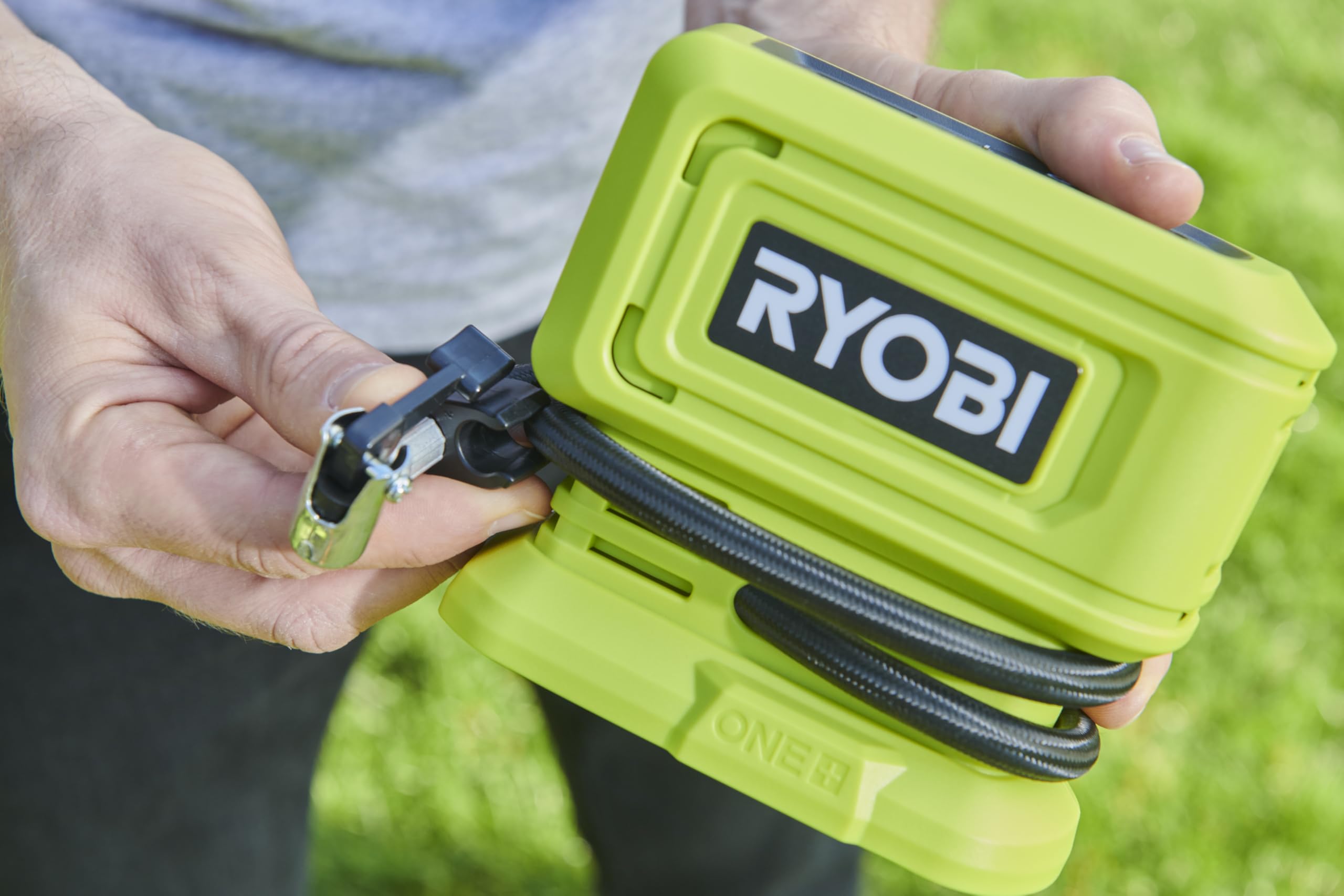 RYOBI 18 V ONE+ Akku-Mini-Kompressor RPI18-0, 11 bar max. Druck, Digitalanzeige, ohne Akku und Ladegerät