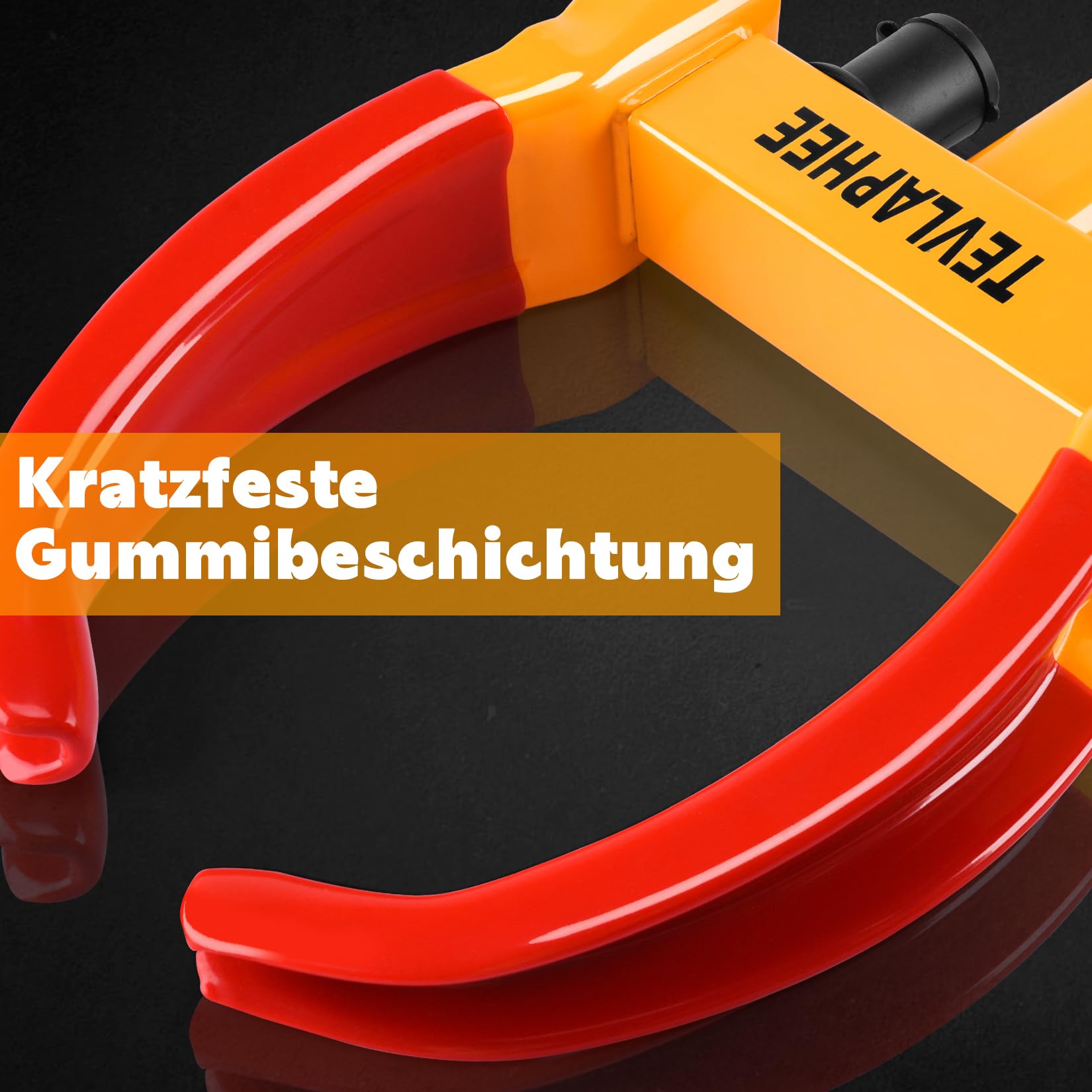 Tevlaphee Radkralle Parkkralle mit Sicherheitsschloss und 3 Schlüsseln für PKW Wohnwagen Anhänger - Reifenbreite 19-30cm - Felgenkralle Reifenkralle Wegfahrsperre Diebstahlsicherung