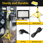 LED Baustrahler 2x60W mit Verstellbarer Stativ, T-SUN 6000K Kaltweiß LED Strahler Arbeitsstrahler mit 4M Kabel Stecker, Tragbar Baulampe Arbeitsscheinwerfer Wasserdicht IP66 für Werkstatt Garage