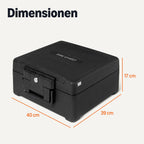 Amazon Basics Dokumentenkassette Feuer- und Wasserfest mit Schlüsselschloss, 11L Fassungsvermögen, UL 72 Klasse 350 zertifiziert, Schwarz
